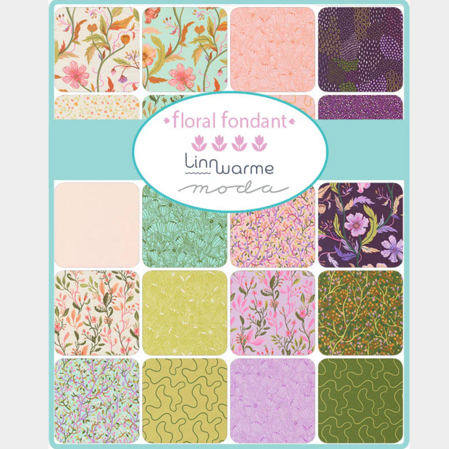 Floral Fondant by Linn Warme for Moda Fabrics, Charm Pack 5" x 5", 42 pcs