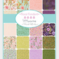 Floral Fondant by Linn Warme for Moda Fabrics – full collection swatch card showing 16 botanical prints in blush pink, mint green, lavender, sage, chartreuse and deep plum. Florals, blenders & coordinates for modern quilts & patchwork! #QuiltingFabric #ModaFabrics #FloralQuilts #CharmPack #CottonFabric #LinnWarme