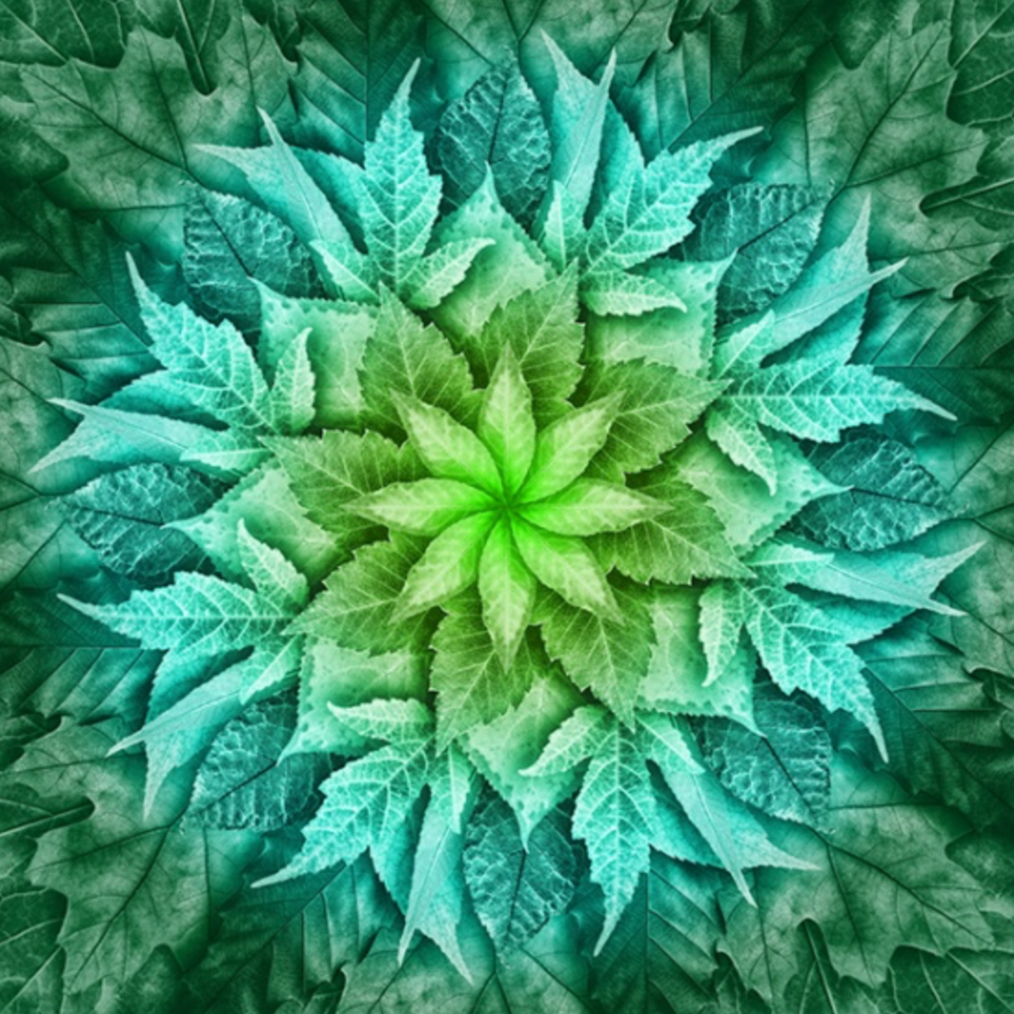 Dream Big Leaf Mint Quilt Panel by Jeanie Sumrall-Ajero for Hoffman Fabrics