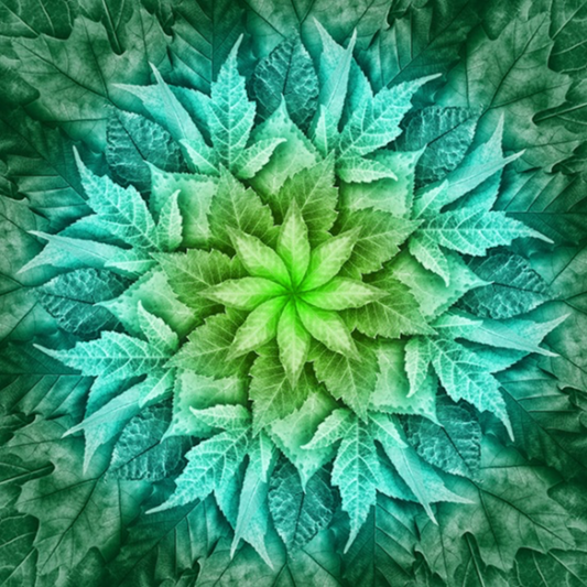 Dream Big Leaf Mint Quilt Panel by Jeanie Sumrall-Ajero for Hoffman Fabrics