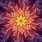 Dream Big Leaf Mulberry Quilt Panel by Jeanie Sumrall-Ajero for Hoffman Fabrics — 43"×43" digitally printed leaf mandala in deep purple, burgundy, coral, orange, and gold — 100% cotton, Style #R4617 Mulberry