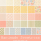 Handmade Sweetness by Heather Briggs for Moda Fabrics – full fabric collection in blush pink, butter yellow, sage green & powder blue. Florals, gingham, stripes & blenders for sweet quilts & patchwork! #QuiltingFabric #ModaFabrics #FabricCollection #HandmadeSweetness #PastelQuilts