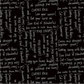 Writing on the Wall Curves Black quilting cotton by Sew Kind of Wonderful for FreeSpirit Fabrics -- rich black ground with white handwritten quilting phrases including Curves Rock, Love your curves, Get your curve on, Sew Kind of Wonderful, One ruler to rule them ALL, Cut and Sew and Square-up, Getting curvy with fabric, and Curves and straight go together great