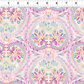 Daydreams Multi Floral Paisley quilting cotton fabric with ruler showing scale – large-scale ornate floral medallion and paisley damask in dreamy watercolor pastels of pink, lavender, purple, and teal on soft blush ground by Jason Yenter for In The Beginning Fabrics, digitally printed, 100% cotton, 3 yard cut