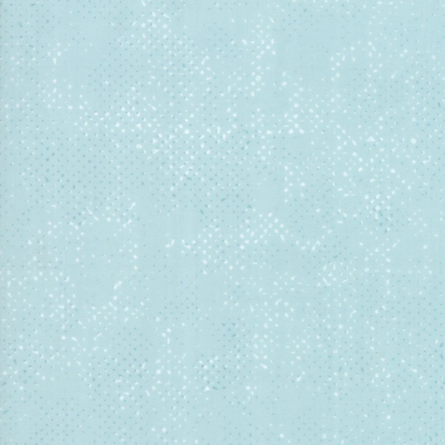 Spotted Mist quilting cotton fabric by Zen Chic for Moda Fabrics showing soft pale icy aqua-blue ground with subtle tonal speckled texture – a delicate near-solid blender, 100% cotton, 43–44" wide