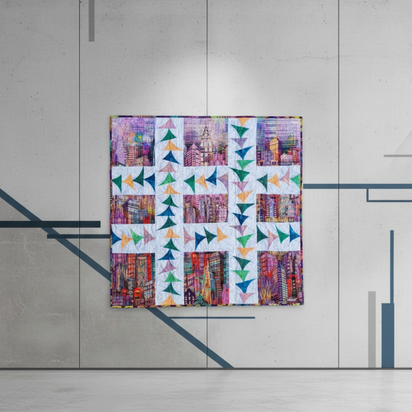 Flying Through the City – 42" x 42" Handmade Quilt · Wall Hanging, Table Topper & Lap Quilt