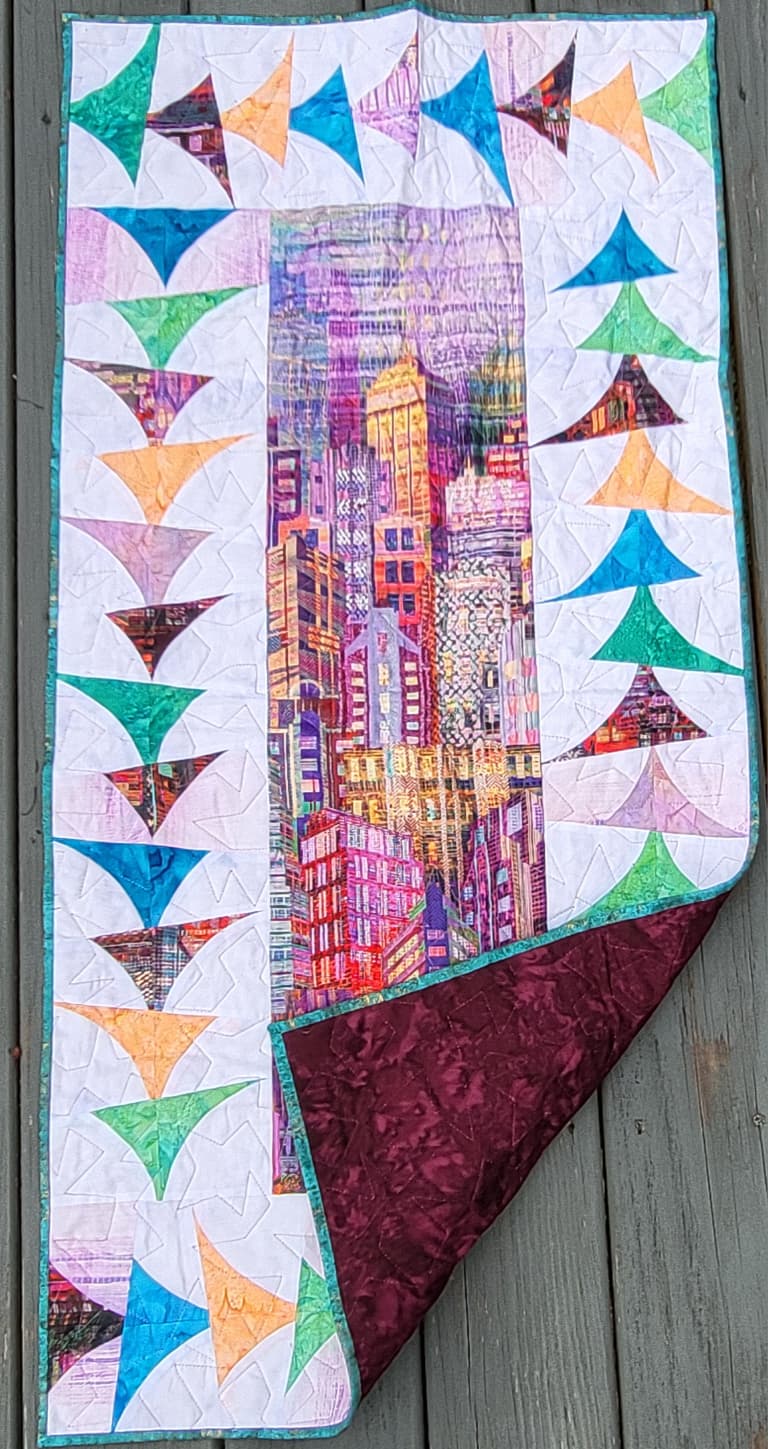Flying Through The City 21" x 43" Handmade Table Runner