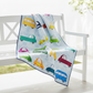Cool Cars quilt draped outdoors showing scale and playful design