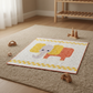 Modern elephant quilt styled as nursery floor blanket with clean, playful design