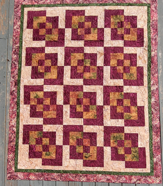 Corner Play Quilt – 65" x 83" Handmade Twin/Full Size Quilt