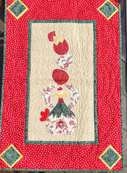 Chicken Coop Quilt 18.5" x 26.5" Handmade Wall Hanging & Table Topper