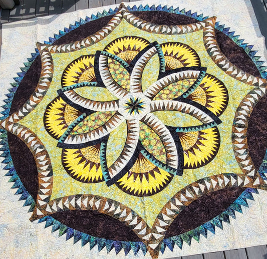 Lily Pond Hosta Quilt – 100" x 100" Handmade Queen/King Quilt