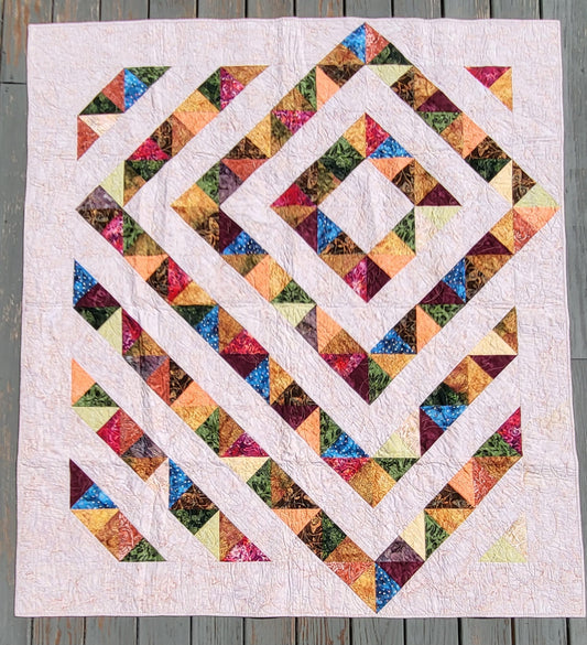 4-Patch Charm Quilt – 60" x 78" Handmade Lap / Throw / Twin Quilt