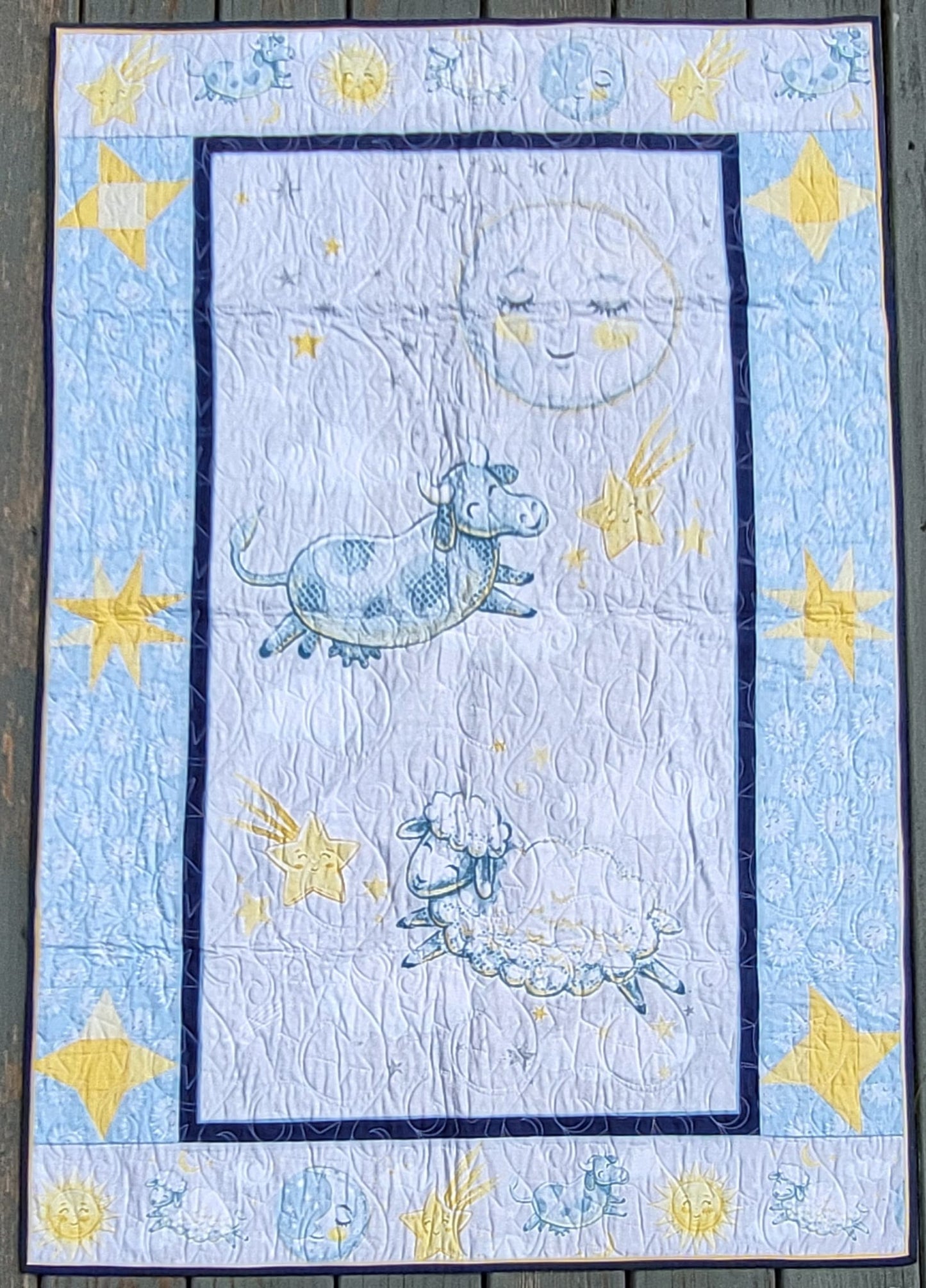 Reach for the Star 34.5" x 51" Handmade Baby Quilt