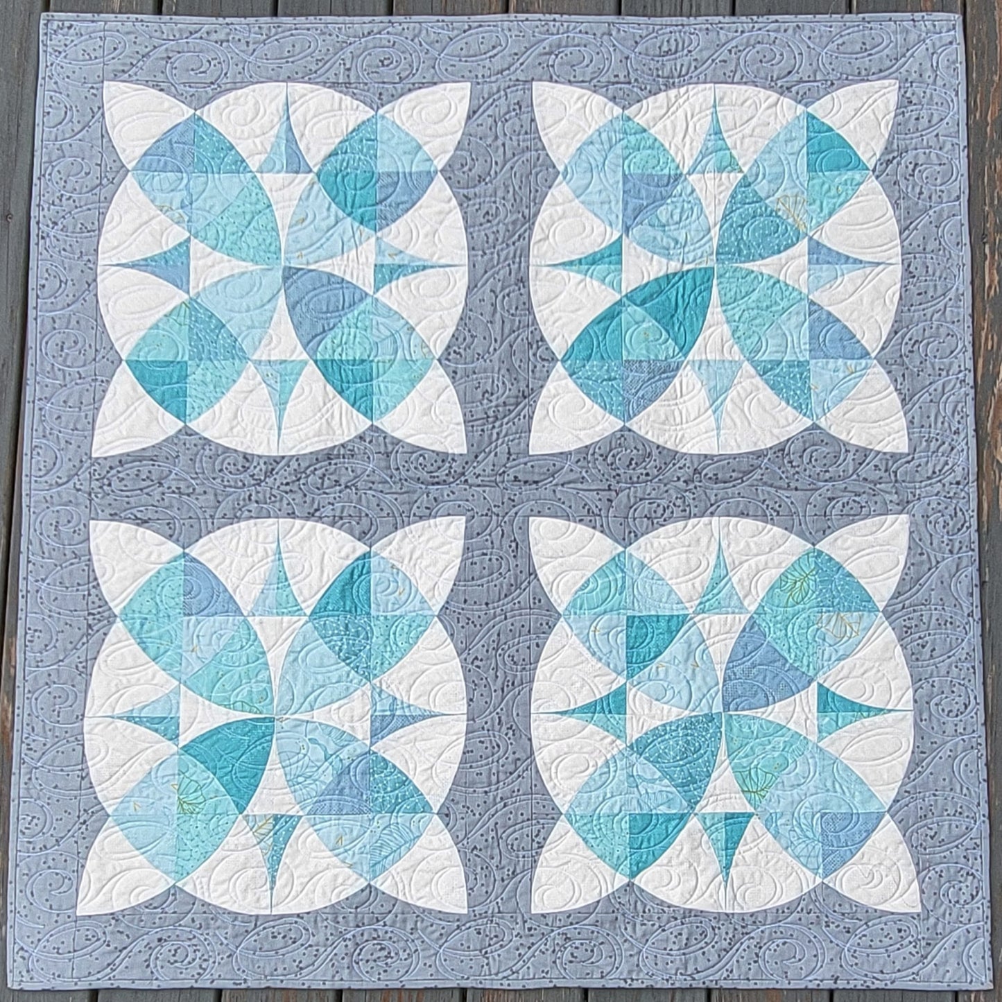 Spotted Dusty Teal Fabric – by Zen Chic for Moda Fabrics