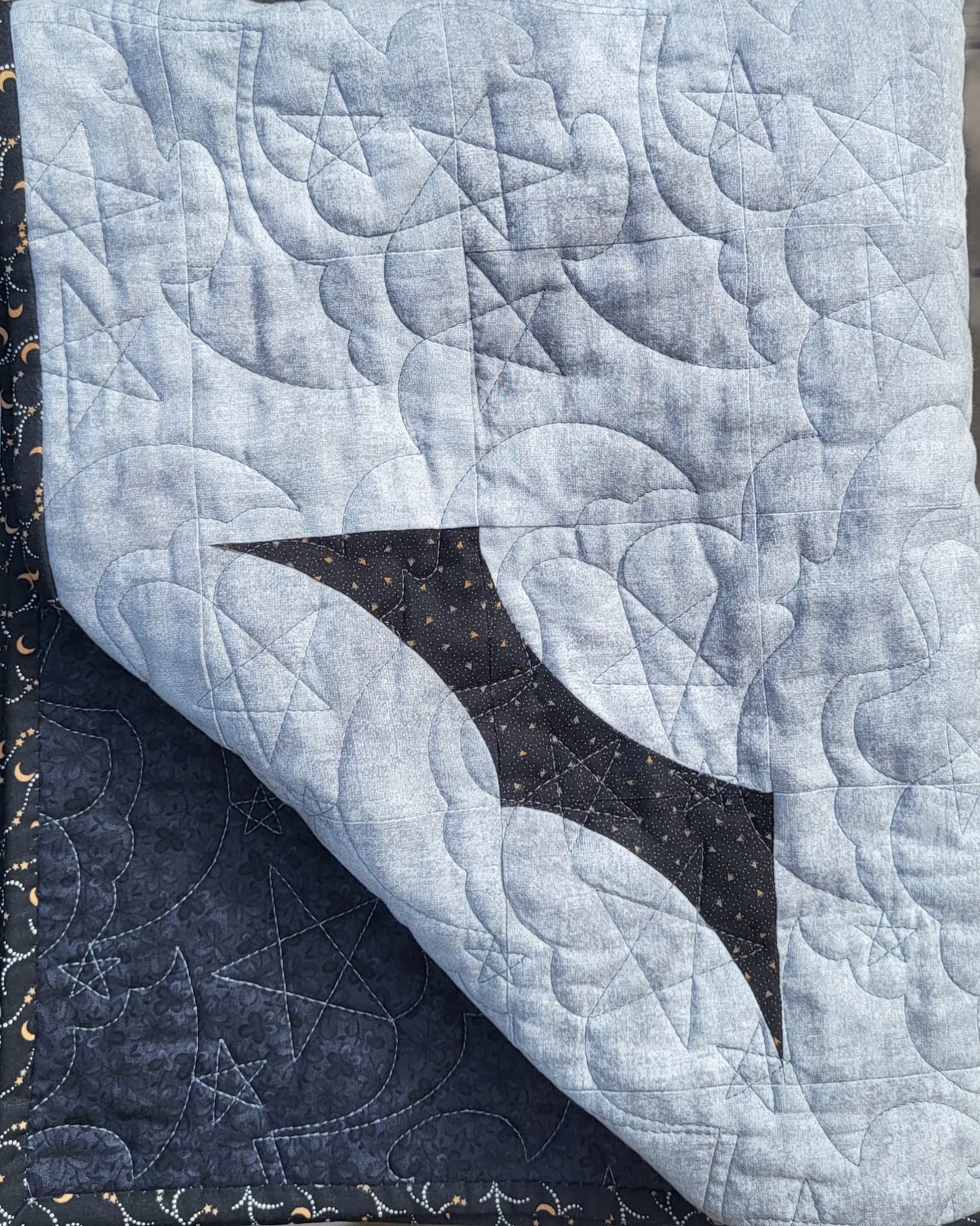 Bat Moon Rising 17.5x 52.5 Handmade Quilted Wall Décor