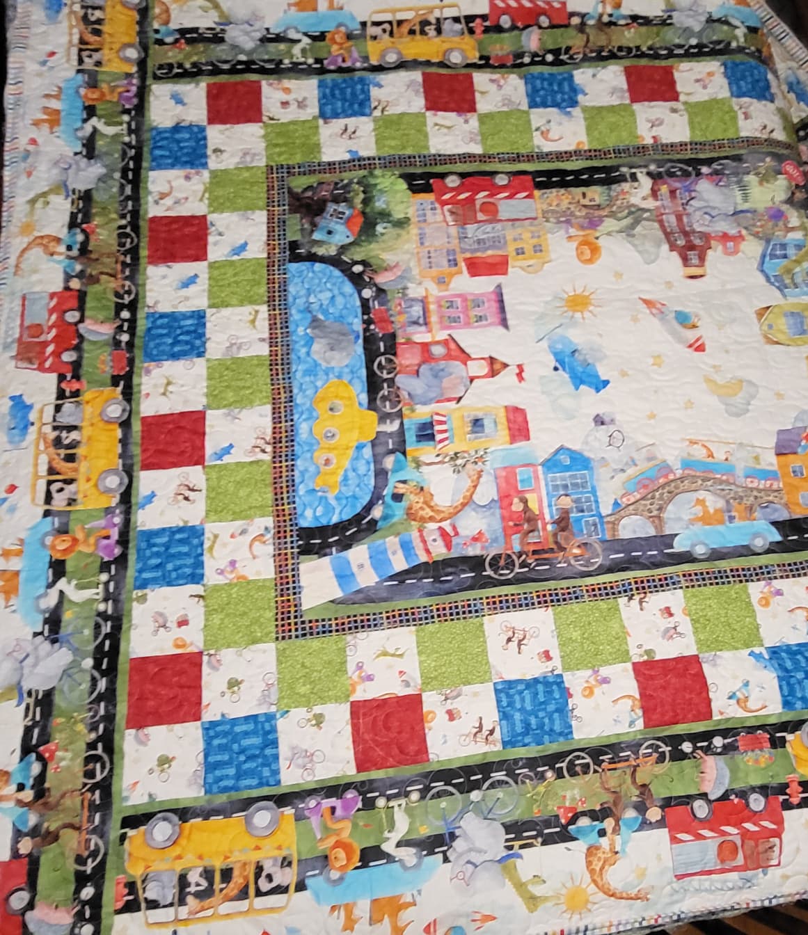 On the Go 71.5" x 79.5" Handmade Throw/Twin/Full Quilt