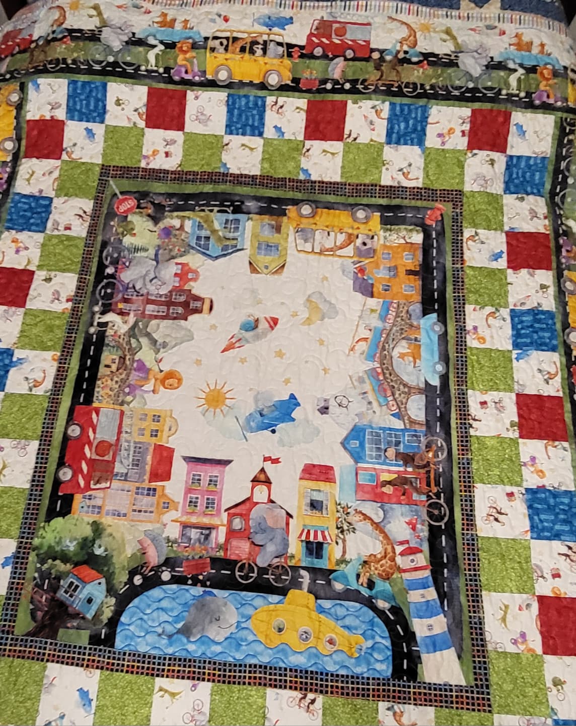 On the Go 71.5" x 79.5" Handmade Throw/Twin/Full Quilt