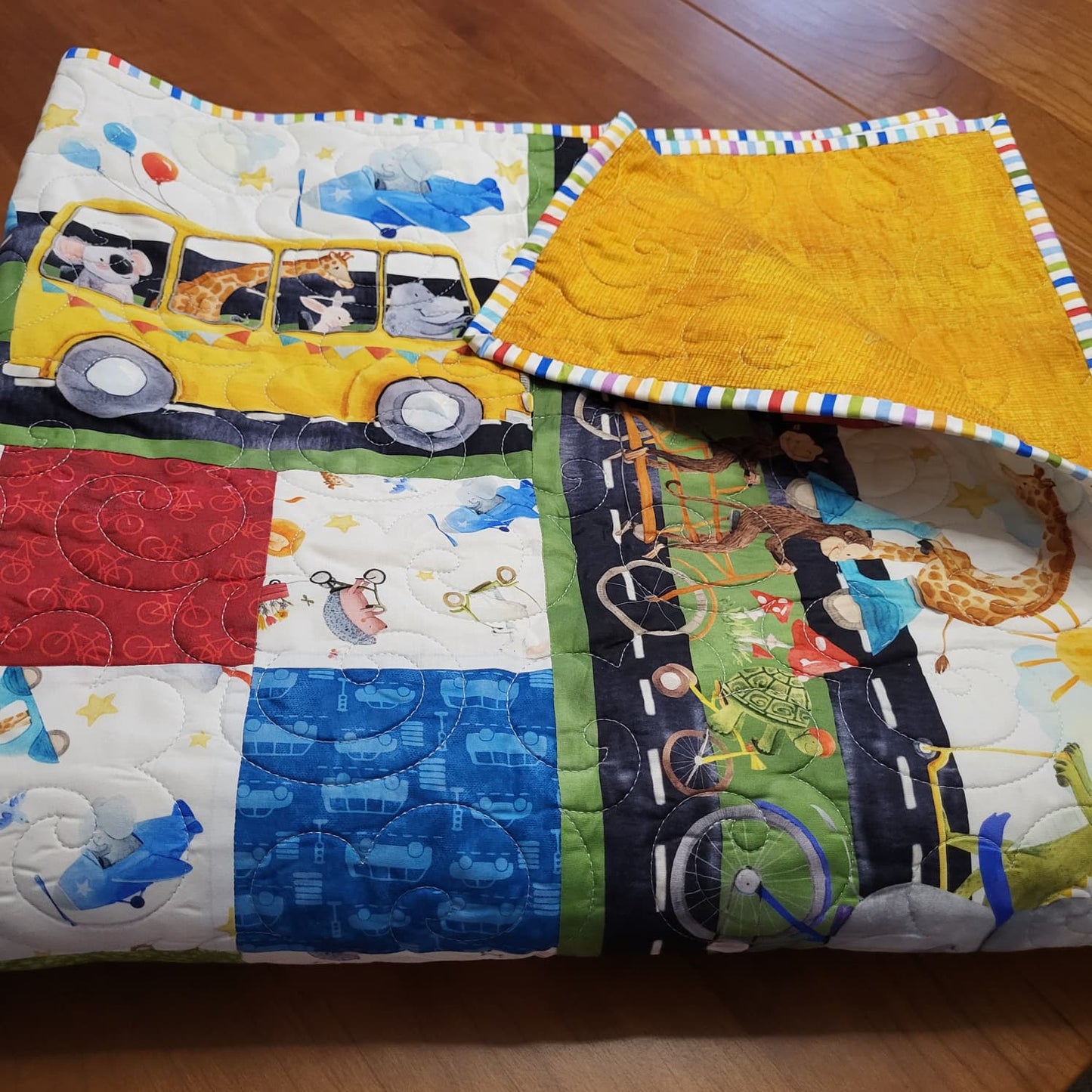 On the Go 71.5" x 79.5" Handmade Throw/Twin/Full Quilt