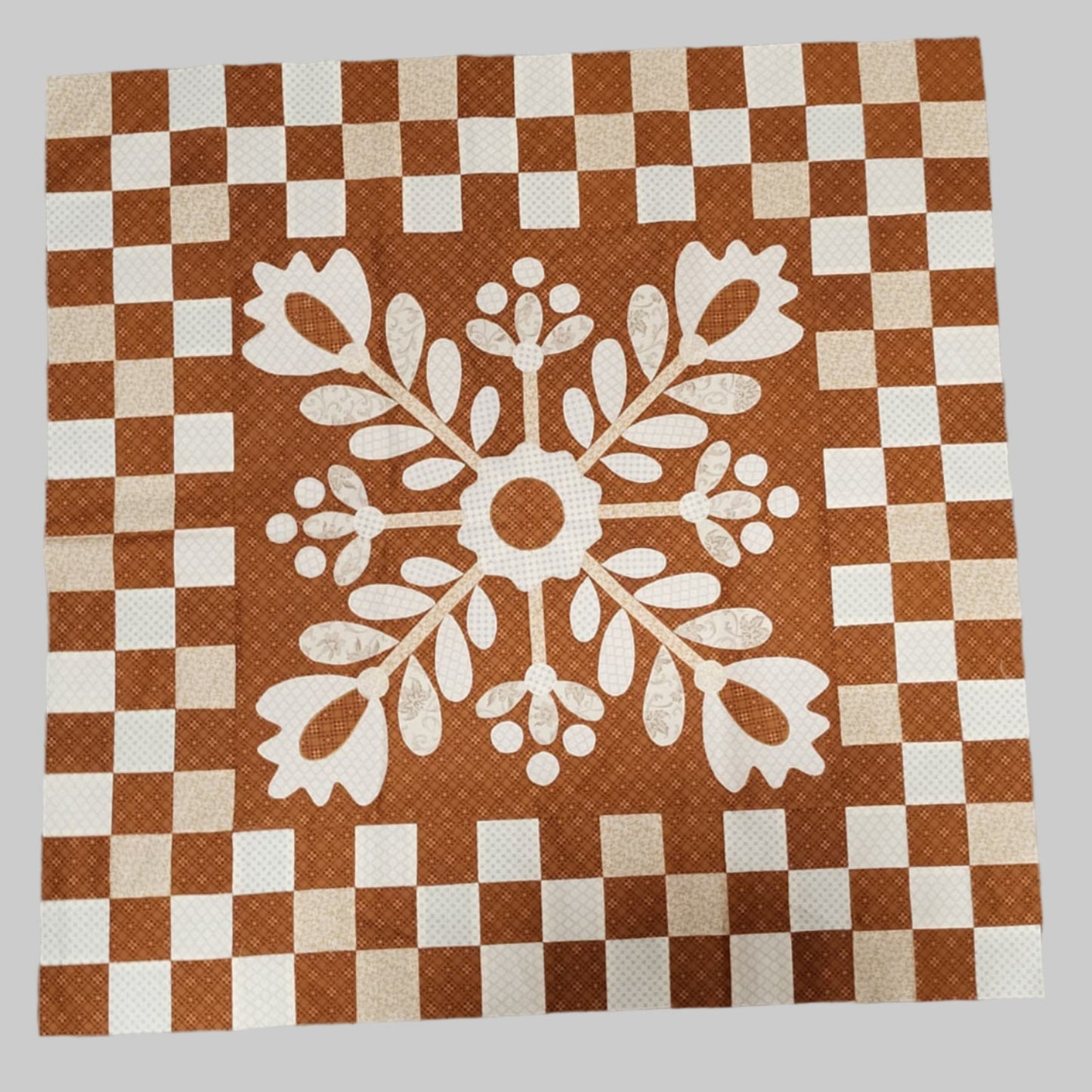 Butter Berry Blossoms 31" x 31" Handmade Decorative Quilted Table Topper / Wall Decor