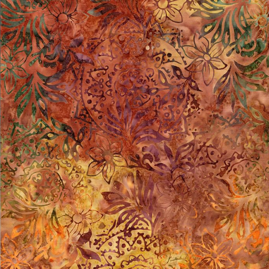 Tonga - Sienna Floral Medallions – fabric – colorful textile design