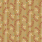 Close-up of Front Porch Railings – Gold quilting cotton by Dolores Smith, featuring olive-gold stripes, burgundy leaf garlands, and cream details.