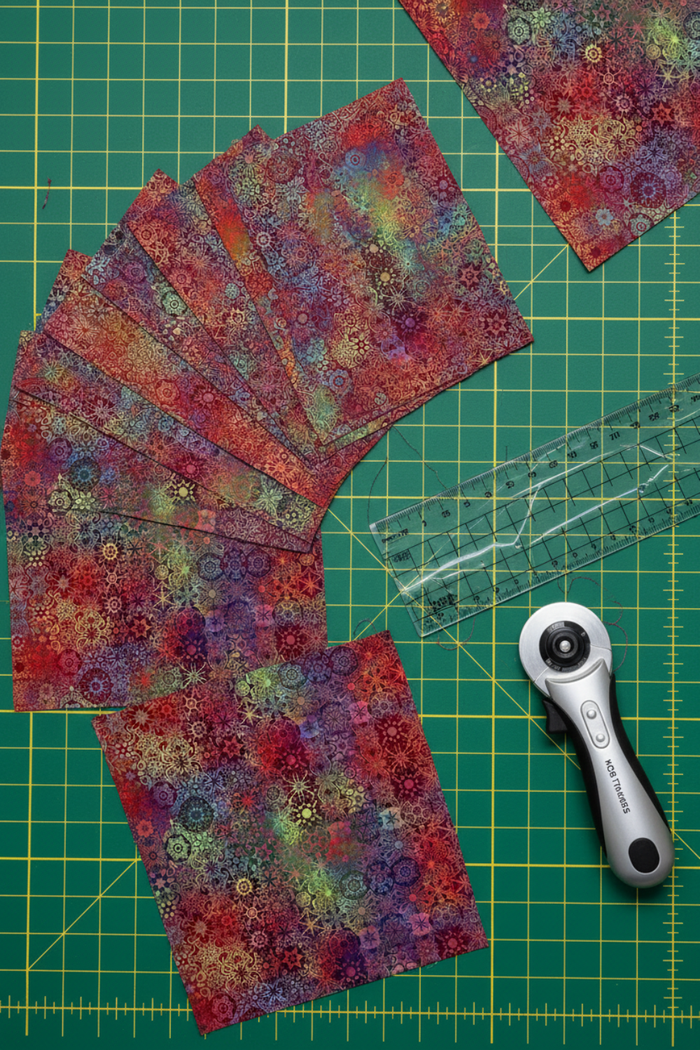 Impressions Multi Small Mosaic 3 yard cut by Jason Yenter showing full pattern length and colorful geometric design