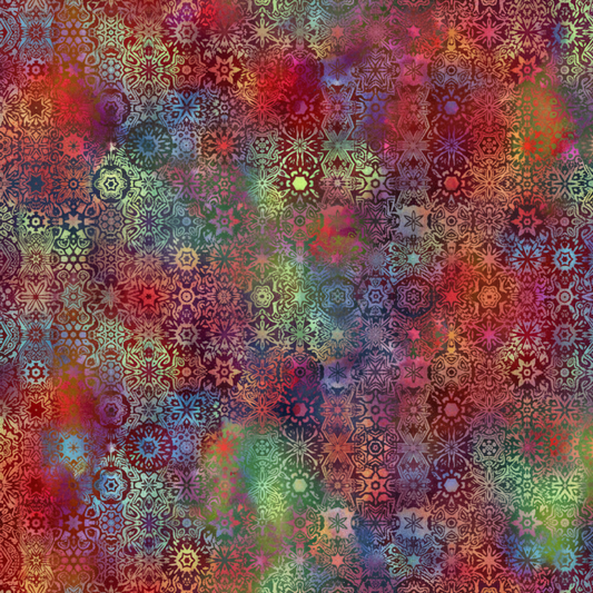 Close-up detail of Impressions Multi Small Mosaic fabric revealing intricate geometric tile pattern and brilliant color palette