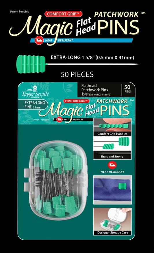 Magic Pins Flathead Patchwork Extra Long 50pc