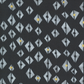 Dance in Paris Lanterns Metallic Charcoal fabric by Zen Chic for Moda Fabrics, with pale gray diamond motifs and scattered gold accents on charcoal.