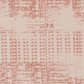 Vertical Pinterest view of Celestial Stamps Text Rose Quartz fabric by Zen Chic for Moda Fabrics, featuring faded timetable numbers, lettering, and grid marks in dusty rose on pale blush.