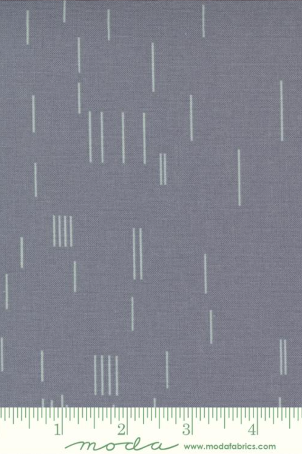 Celestial Strokes Aluminum fabric by Zen Chic for Moda Fabrics shown with a ruler for print scale.