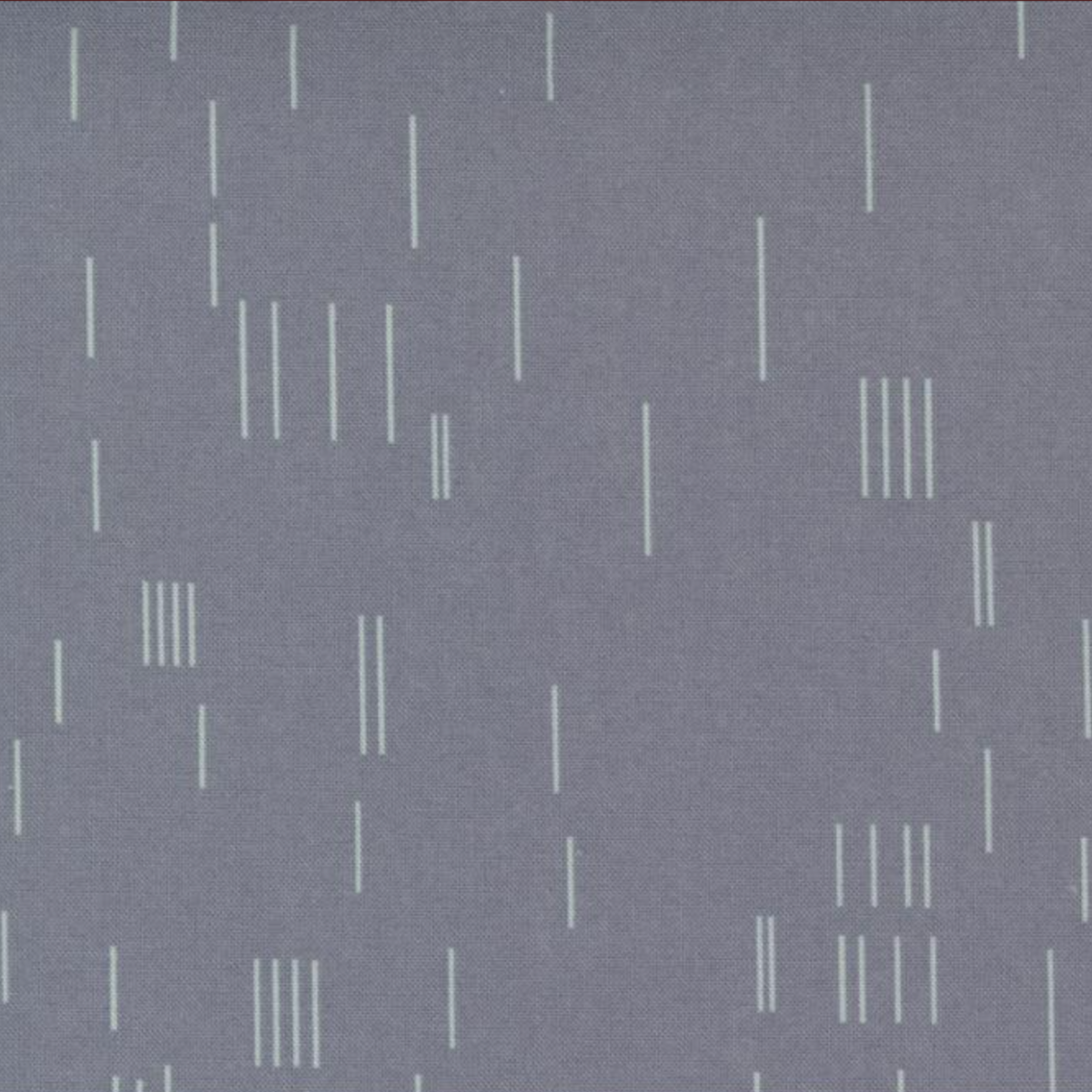 Close-up of Celestial Strokes Aluminum fabric by Zen Chic for Moda Fabrics, with fine white vertical marks on aluminum gray.