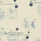 Close-up of Modern Background Even More Paper Eggshell News Dropping fabric by Zen Chic for Moda Fabrics, showing gray newsprint-style fragments, charcoal dots, and dotted lines on eggshell.