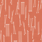Lazy Afternoon Marmalade fabric by Zen Chic for Moda Fabrics, with fine cream lines and rounded ends scattered across a coral ground.