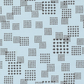 Close-up of Lazy Afternoon Sky Fabric by Zen Chic for Moda Fabrics, showing scattered grids of black cross-shaped marks on a pale blue background.