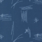 Bluish Stitched Up Blueprint quilting cotton beside a ruler, showing the scale of the pale stitched-line pattern.