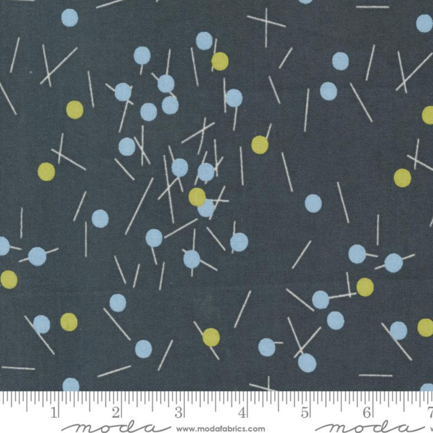 Bluish Pins Buttons Charcoal – fabric – modern patchwork
