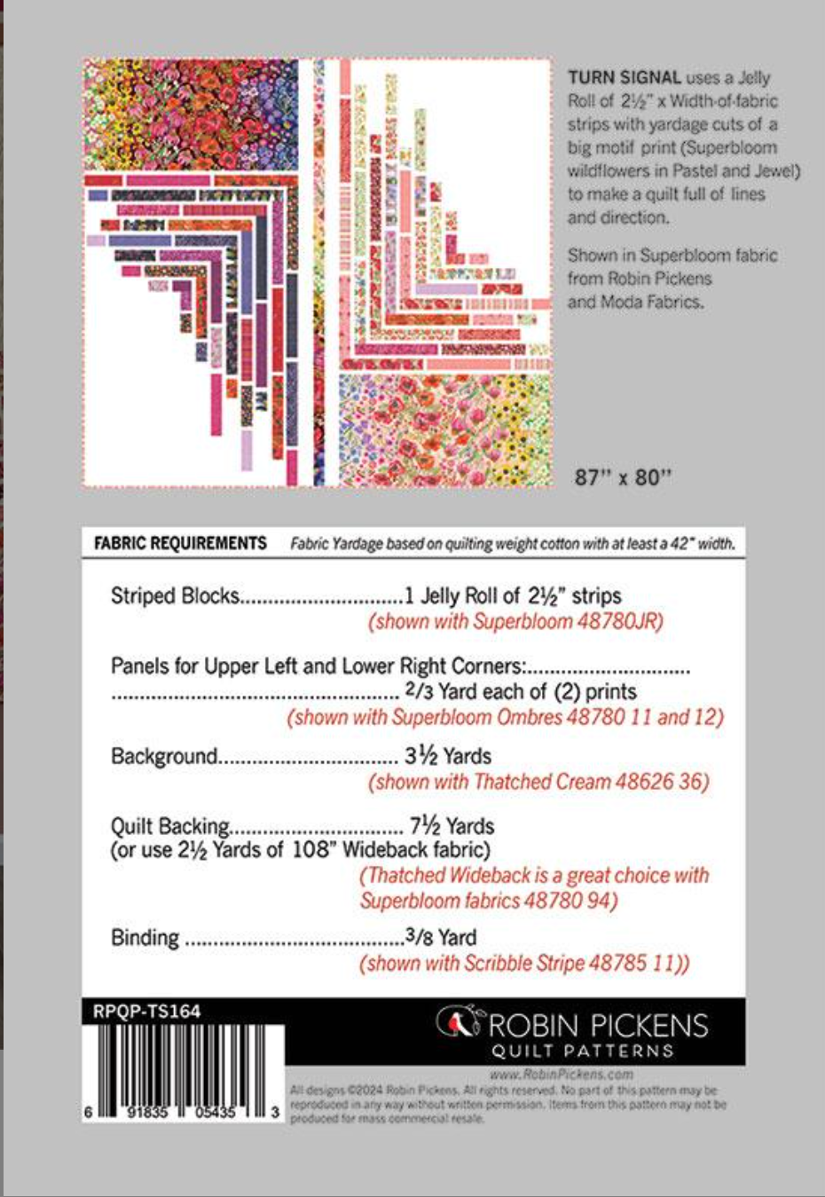 Turn Signal Quilt Pattern by Robin Pickens