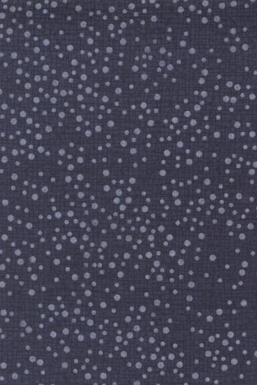 Dotty Thatched Indigo quilting cotton fabric by Robin Pickens for Moda Fabrics — deep indigo-charcoal ground with scattered tonal grey dots. 100% cotton, 43–44" wide. Coordinating fabrics and quilt patterns available at IraRobi Quilts.