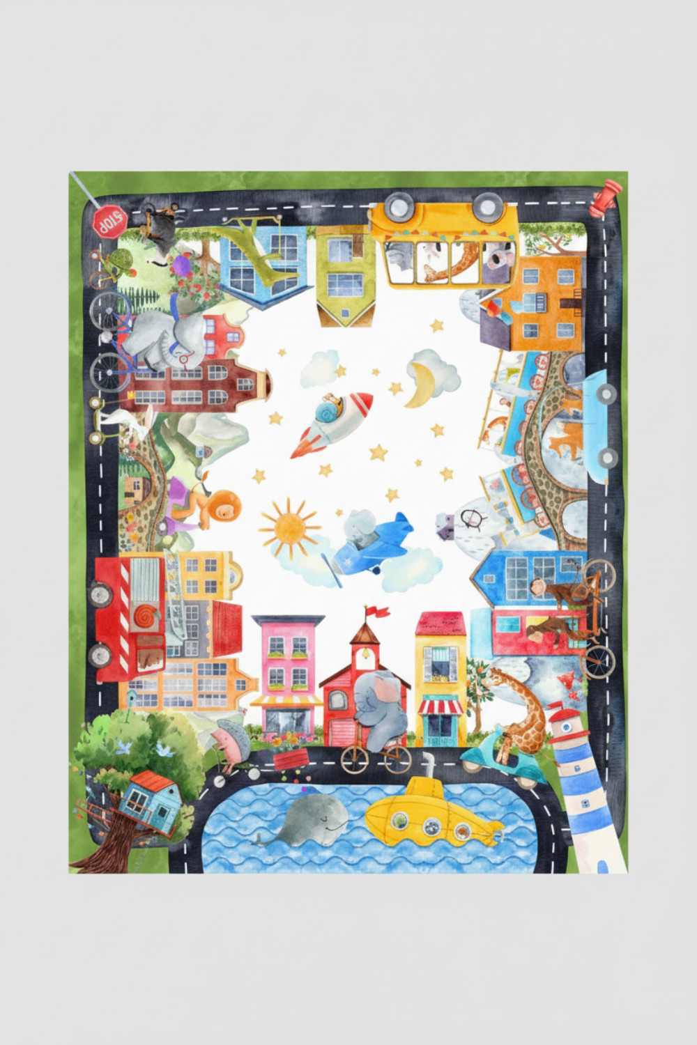 Vertical display of On the Go Multi Quilt Panel 36" showing complete design and scale