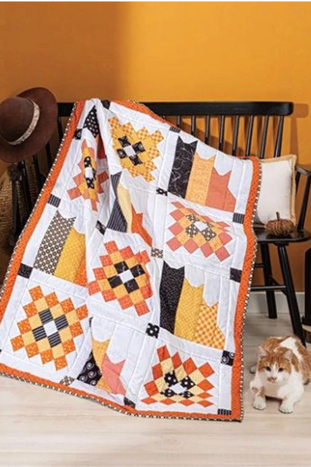 Fall-themed quilted pillow project from Quilted Projects for All Seasons