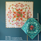 Town Square Garden quilt pattern by Robin Pickens showing large and small quilt designs displayed on a teal wall