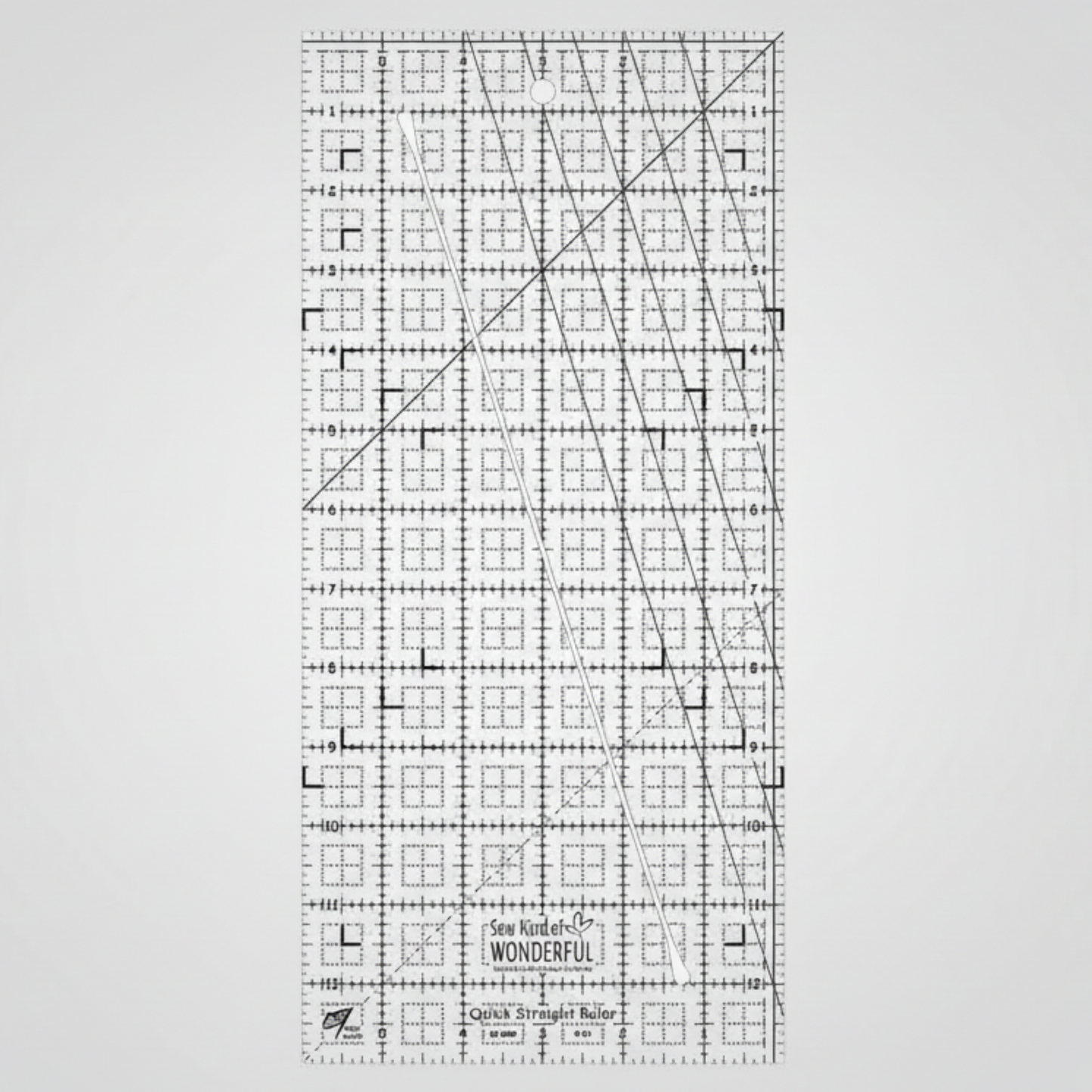 Quick Straight quilting ruler 6x13 – clear acrylic ruler with grid lines and angled cutting guide