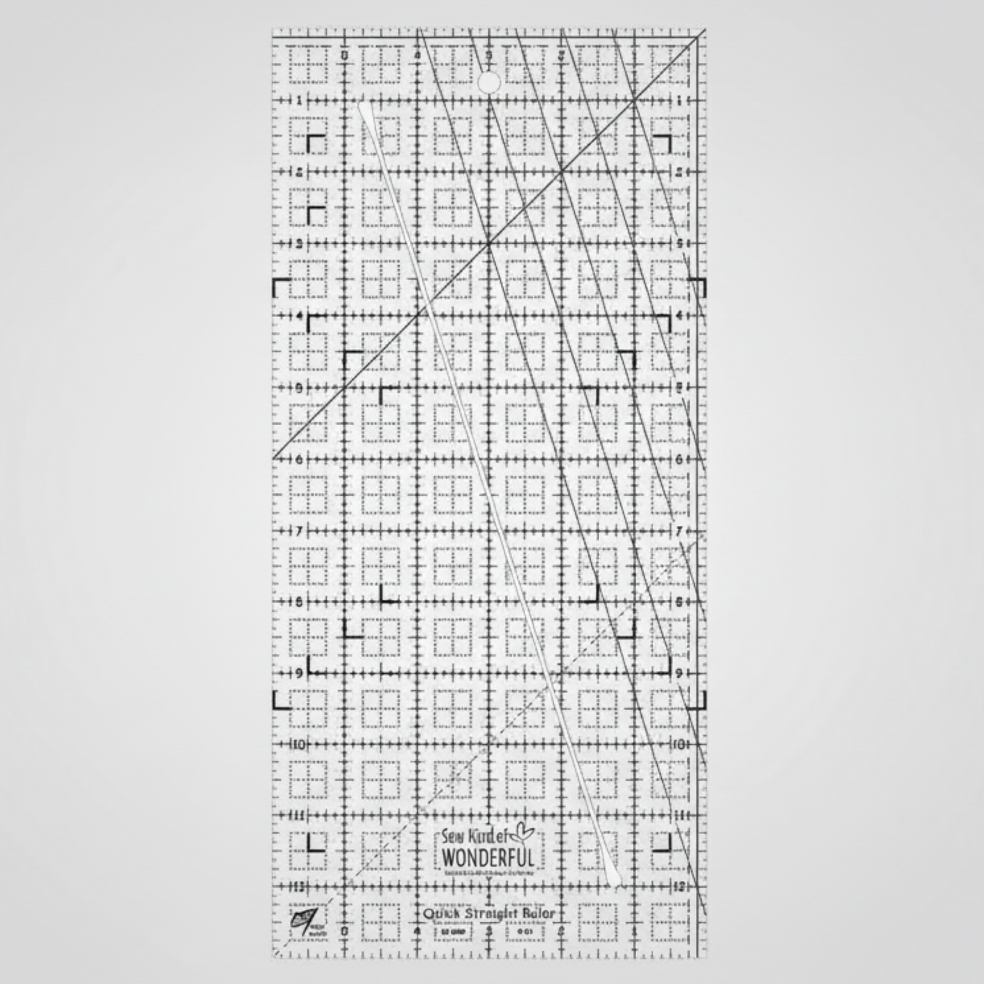 Quick Straight quilting ruler 6x13 – clear acrylic ruler with grid lines and angled cutting guide