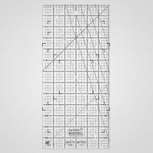 Quick Straight quilting ruler 6x13 – clear acrylic ruler with grid lines and angled cutting guide