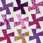 Modern quilt made with Quick Straight ruler – pink and purple angled patchwork design