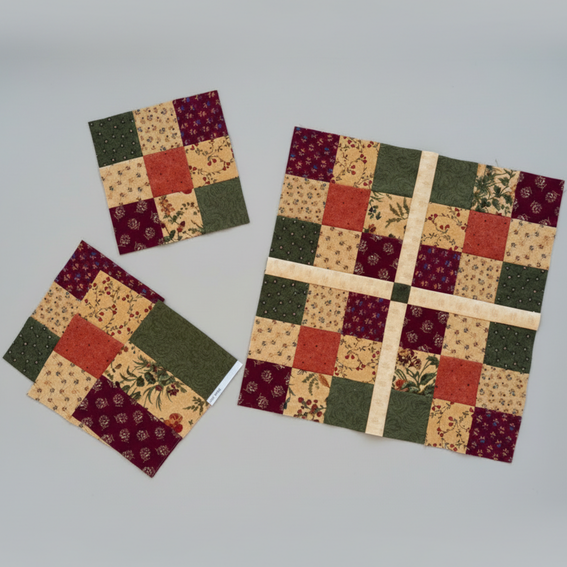 Close-up of Nine Patch Square Up ruler lines – precision grid for accurate quilt block trimming
