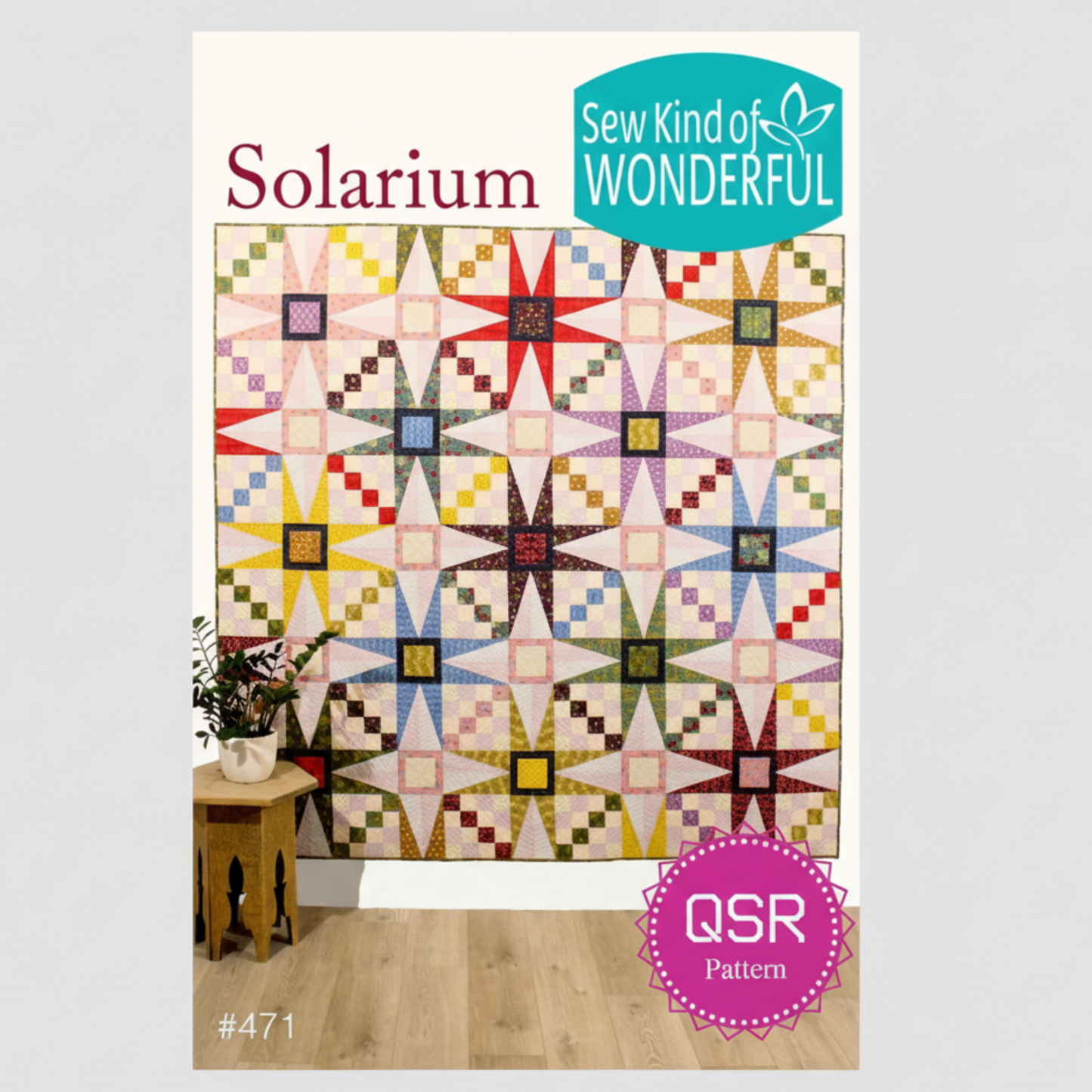 Quilt pattern – Solarium quilt pattern – star quilt design using Quick Straight Ruler by Sew Kind of Wonderful