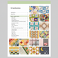 Contents pages from baby quilt quilting book showing quilt pattern names, page numbers, and project previews